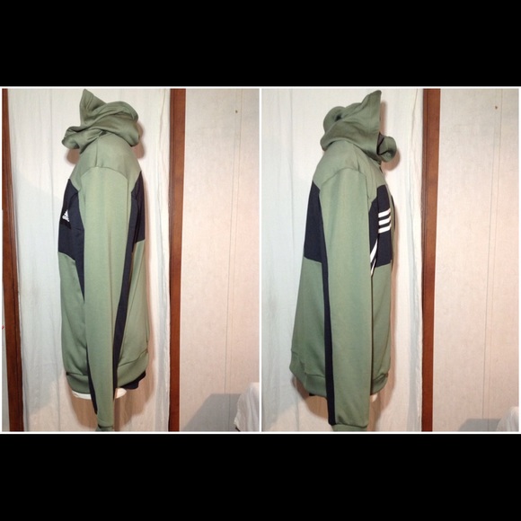 Men's Size L Adidas Hooded Zip Up Athletic Jacket - Picture 2 of 7